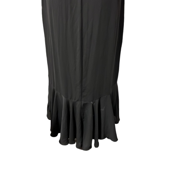 J Crew Spaghetti Strap Black Drapey Faux Wrap Ruffles Mid Calf Midi Womens 14 - Picture 6 of 11